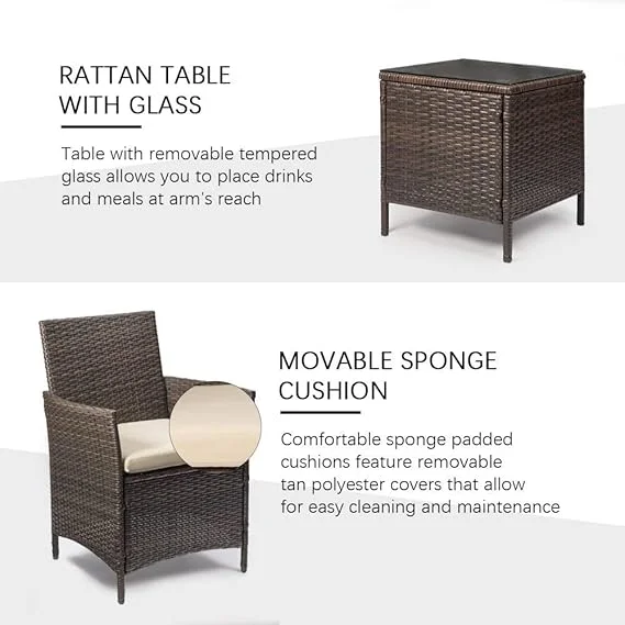 Devoko Patio Porch Furniture Sets 3 Pieces - Image 3